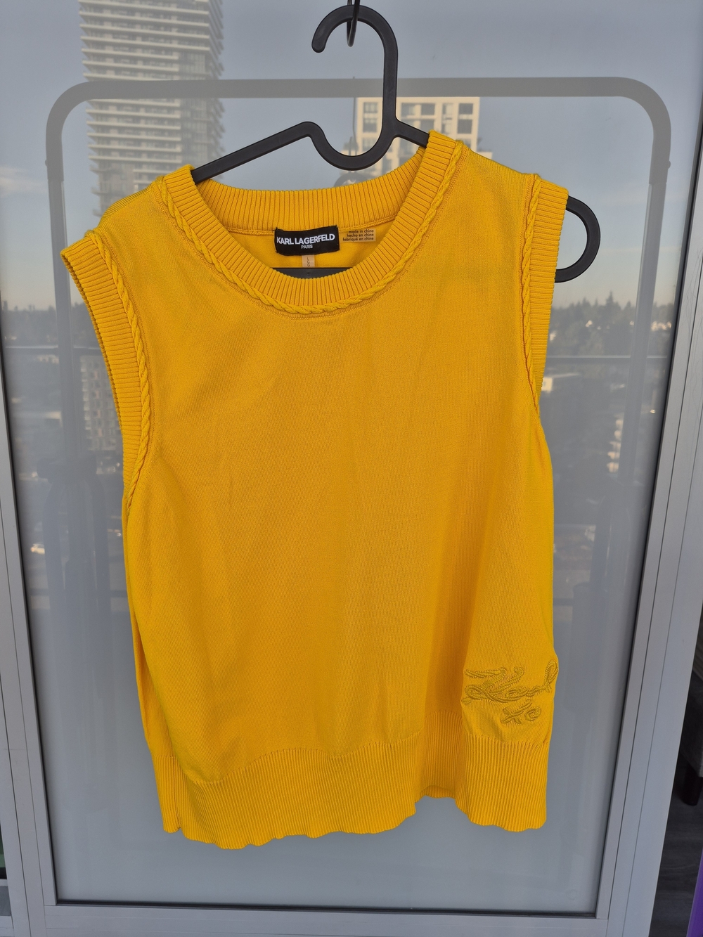 KARL LAGERFELD Bright Yellow Sleeveless Knit Tank